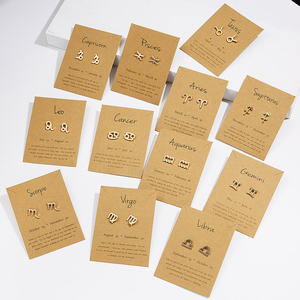 Bijoux fins tendance en argent Sterling 925, boucles d'oreilles symbole en argent signe du zodiaque astrologie <span class=keywords><strong>Horoscope</strong></span> plaqué or - Product Image 5