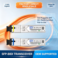 Transceptores de Fibra Óptica Gigabit SFP BIDI 1.25G 20KM con Conector SC SMF 1310/1550nm, Compatibles con DDM y con las Principales Marcas de Switches