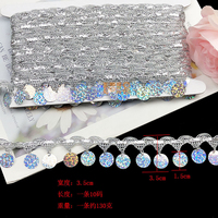 10 mètres 3.5cm paillettes gland frange garniture dentelle pour robe de danse vêtements argent or tresse décoration ruban bricolage accessoire de couture