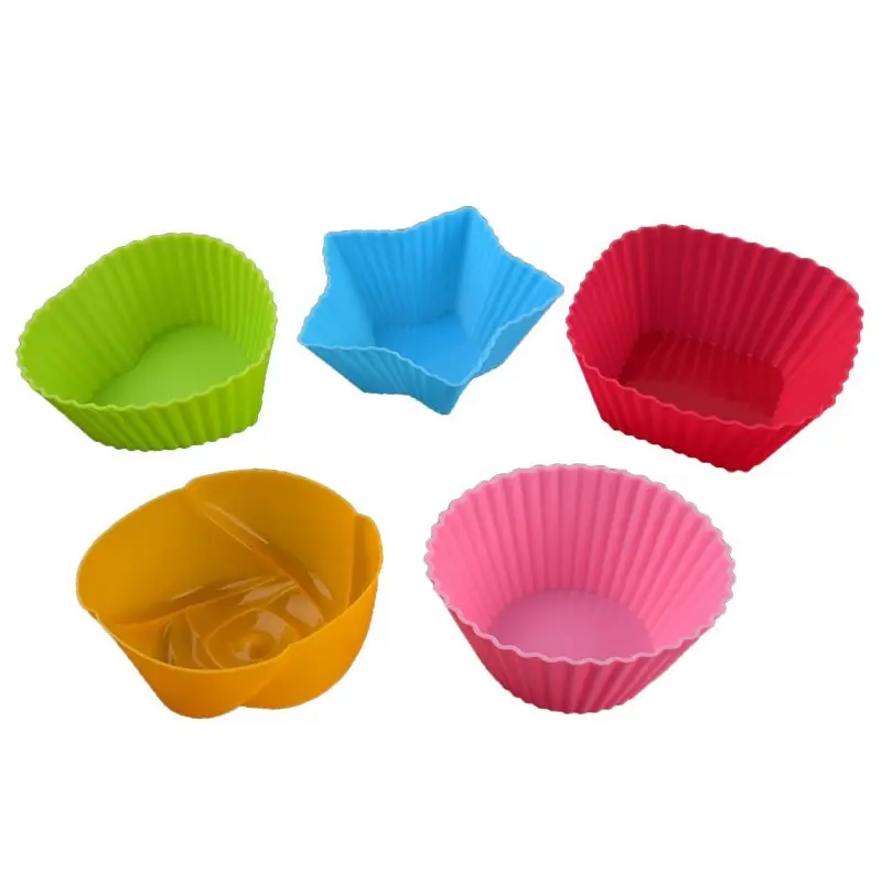 Copo de bolo muffin antiaderente, copo antiaderente de silicone para cupcake, copos de molho, forma de lanche e frutas para caixa de almoço