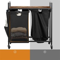 Grand panier à linge coulissant de haute qualité avec double compartiments pour le rangement des vêtements de salle de bain