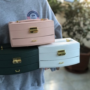 Custom Logo Modern Square Leather Jewelry Packaging Box with Velvet Lining Floor <b>Mirror</b> Drawstring Closure ISO9001 Certified - Product Image 6