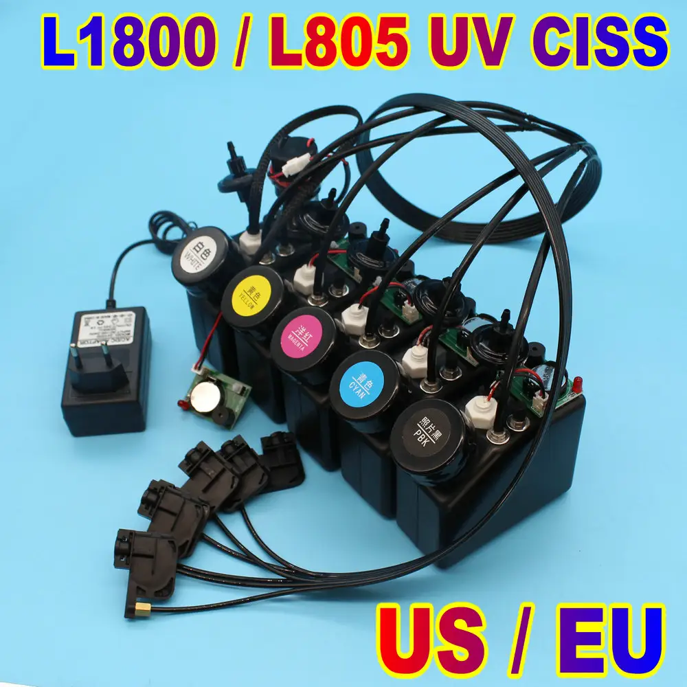 Imprimante L1800 Ciss Dtf d'encre Uv pour Epson L805 Système de réservoir d'alimentation en encre avec agitateur Capteur de niveau d'encre Alarme Modifier le dispositif de kit UV