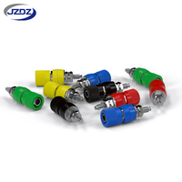 Connecteur de borne d'amplificateur JZDZ 4MM avec protection de sécurité pour prise banane, montage sur socle, 30Vac-60Vdc/Max.24A J.50005
