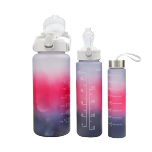 MUESTRA GRATUITA Botella de agua motivacional para gimnasio Tritan de 2000-3000 ml, nueva, a prueba de fugas, con degradado de color, juego 3 en 1 - Product Image 5