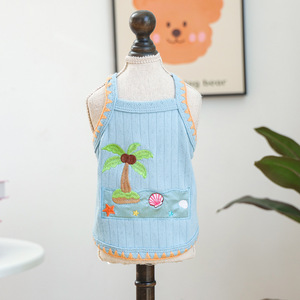 Elegante y lindo chaleco transpirable de poliéster para perros con diseño de cocotero, ropa para mascotas para primavera y verano. - Product Image 1