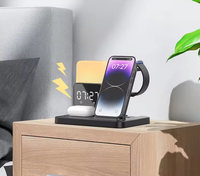 Multifunctionele 6-in-1 draadloze oplader met wekker & LED-lamp, snelladen voor smartwatch & oordopjes, 5V/3A uitgang