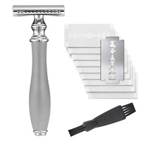 Rasoir de sécurité à double tranchant pour homme, manche en cuivre, lames de haute qualité, rasoir pour le visage/le corps/les aisselles