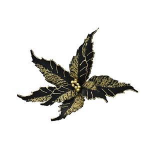 FLOR DE CAVITO CORTO EN NEGRO Y DORADO CON BRILLANTINA, DIAM. 50 cm - Product Image 1