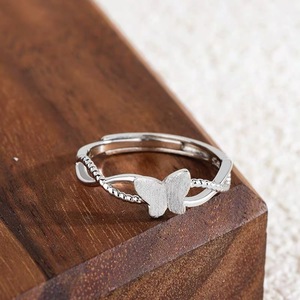 S925 Sterling Silver Butterfly <b>Ring</b> <b>Open</b> Design For Women Gift Jewelry - Product Image 1