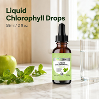 Gouttes de chlorophylle liquide OEM ODM à la menthe poivrée 59ml, végétaliennes, sans alcool, sans gluten, saveur naturelle, supplément en gros