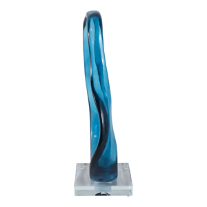 Scultura moderna decorativa a spirale in vetro blu, pezzo d'arte per la casa, tavolino da caffè, mensola, elegante statuetta decorativa - Product Image 3