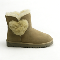 Vente directe d'usine OEM/ODM Bottes de neige pour femmes et filles en cuir de vache véritable laine double face en peau de mouton Chaussures d'hiver chaudes personnalisées