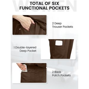 FOXA Women's Scrub Pants Mid Rise Cargo Jogger With 6 Pockets Soft Knitted Breathable Drawstring Pants For Medical Casual - Product Image 3