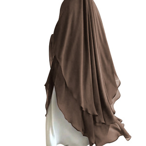 Nouveau Voile <span class=keywords><strong>de</strong></span> Prière Uni 2026 <span class=keywords><strong>de</strong></span> Fabrication Soignée pour Femmes Musulmanes, Modè<span class=keywords><strong>le</strong></span> Turc à Nouer sur la Tête, 2 Couches, Long Niqab en Chiffon Khimar - Product Image 6