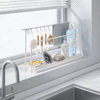 Organisateur de comptoir de cuisine en acier carbone robuste MIXWARES - Étagère de rangement pour évier antirouille pour éponge, brosse et savon à vaisselle