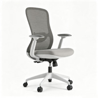 Chaise de bureau ergonomique en maille grise avec accoudoirs 4D en PU, support lombaire réglable, chaise de bureau