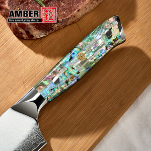 <span class=keywords><strong>Coltello</strong></span> da <span class=keywords><strong>Pane</strong></span> Professionale da 8 Pollici con Lama Seghettata in Acciaio Damasco a 67 Strati e Manico in Resina di Abalone - Product Image 3