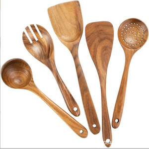 Ensemble d'ustensiles de cuisine 9 pièces en bois d'acacia transfrontalier, spatule et louche en bois de haute qualité - Product Image 1