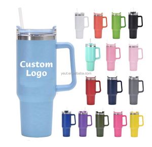 Vaso Térmico de Acero Inoxidable de Gran Capacidad de 40 oz con Logotipo Personalizado, Nuevo Vaso para Helado con Tubo de Succión para Auto, Vaso de 40 oz con Asa - Product Image 1