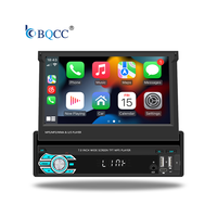 Autoradio universel BQCC Carplay 1DIN avec écran rétractable de 7 pouces, lecteur vidéo multilingue, lecteur audio, caméra de recul, lecteur MP5 pour voiture