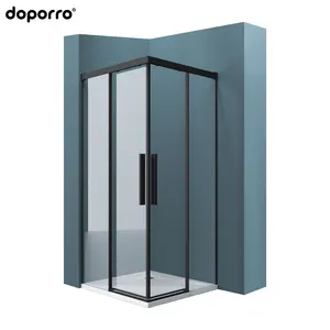 doporro Europe style Walk in attractive style Square black frame sliding tempered glass shower door in 900mm