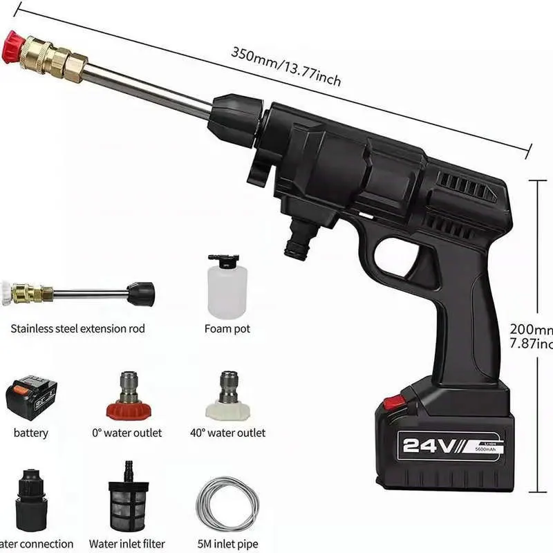 Batería portátil de litio inalámbrica de alta presión, limpiador de lavado de coche eléctrico, 24V/36V
