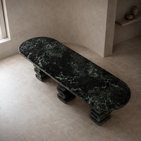 Table à manger moderne nordique beige naturel, plateau en marbre Verde Alpi, design de luxe, pour appartement, villa, maison, bar, mobilier d'extérieur