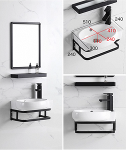 Lavabo moderne intégré en céramique pour les petites salles de bains Lavabo étroit pour la maison avec miroir intelligent pour les unités de vanité à espace restreint - Product Image 3