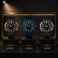 Montre à quartz multifonction pour homme de haute qualité, boîtier en acier inoxydable, bracelet en cuir véritable, montre de bureau pour homme