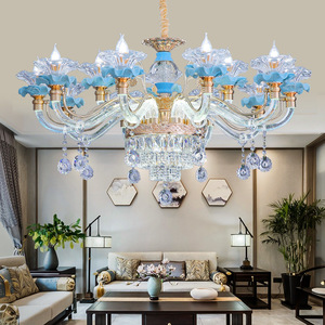Lámpara de Araña de Cristal con Acabado Dorado, Base para Bombilla E26, LED Blanco Cálido de 3500K, Altura Ajustable, Regulable, Lámpara Colgante Grande para Sala de Estar - Product Image 5