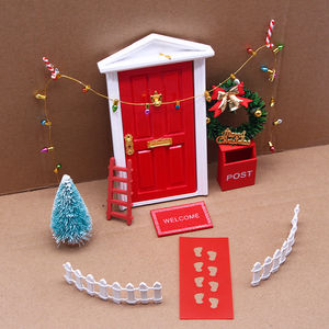 Porta della casa delle bambole porta delle fate dei denti 1:12 con natale in accessori in miniatura di colore rosso set di porte per bambole - Product Image 1
