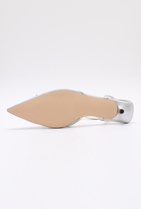 Sandali da donna con tacco a spillo, in maglia argentata lucida, con cinturino posteriore, decorazione fiocco piccolo, punta affusolata, fibbia regolabile alla caviglia, per serate primaverili ed estive - Product Image 6
