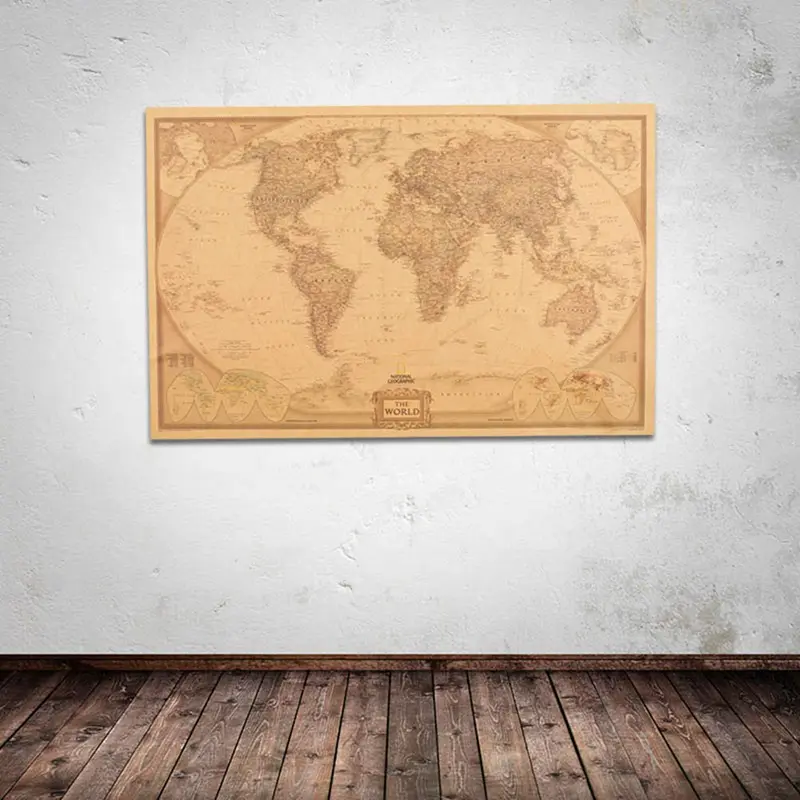 Винтажная карта мира, украшение для дома, античный плакат, Настенная карта, ретро-бумага, матовая крафт-бумага, карта мира, бара, кафе, декор 2021