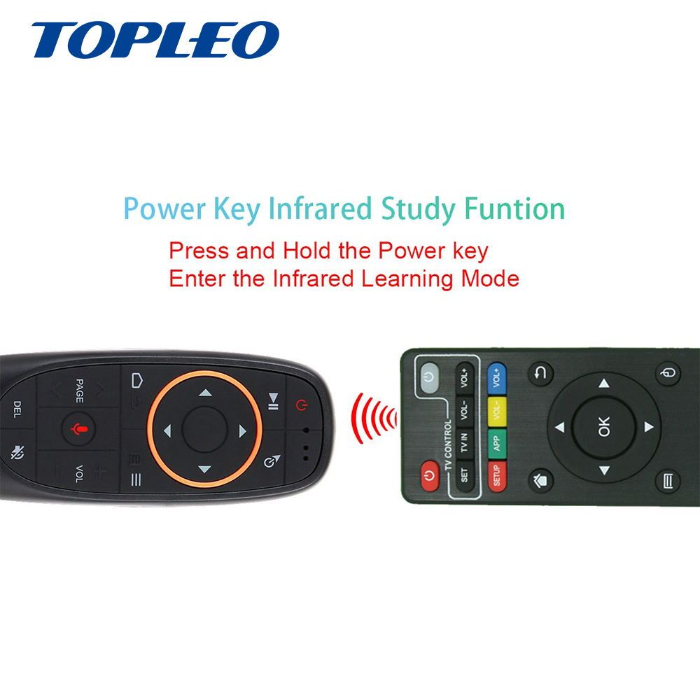 Nouveau type G10 boîte de télévision android smart tv à distance de souris un ensemble ouvrez google assistant vocal