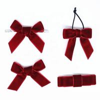 Ruban de luxe en velours rouge pré-noué avec boucle élastique, écologique, pour emballage cadeau, bonbons, flacons de parfum, bouteilles de vin, fêtes de Noël