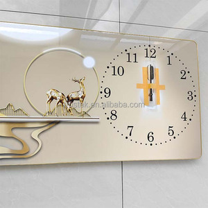 Orologio da Parete <span class=keywords><strong>di</strong></span> Lusso con Stampa Digitale ad Acquerello, Motivo Cervo, Cornice in Lega <span class=keywords><strong>di</strong></span> Alluminio per Arredamento Casa - Product Image 4