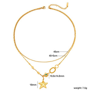 Fashion Pendant Necklace Stainless Steel Geometric <b>Star</b> <b>Design</b> Daily Wear Gold Silver Color - Product Image 5