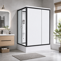 Salle de douche préfabriquée moderne avec chauffage 3-en-1, porte latérale, base étanche, montage facile
