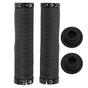Poignées de guidon souples pour VTT, poignées de guidon en caoutchouc antidérapantes à double verrouillage, noir rouge - Product Image 1