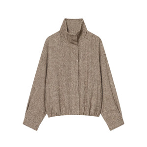 Veste Manteau Femme Hiver Vintage Décontractée en Polyester Écologique Sergé Chevrons 2025 Nouvelle Collection Tendance Simple et Polyvalente - Product Image 1