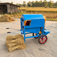 Batteuse à riz portable Rongda avec tamis de nettoyage, batteuse agricole électrique ou à essence pour céréales