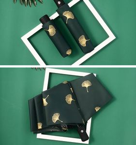 Parapluies pliants automatiques coupe-vent motif feuilles de Ginkgo Biloba pour femmes, protection UV - Product Image 5