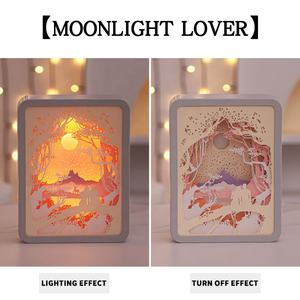 Pareja romántica marco <span class=keywords><strong>de</strong></span> fotos lámpara personalizada colorido 3D papel tallado noche luz cuadrada mesita <span class=keywords><strong>de</strong></span> noche luz suave lámpara <span class=keywords><strong>de</strong></span> <span class=keywords><strong>mesa</strong></span> batería - Product Image 4