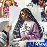 Autocollants en vinyle thermocollant lavables Plastisol pour filles noires, très demandés, pour vêtements et sacs
