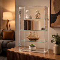 Boîte de rangement en acrylique transparente de luxe à 4 niveaux, avec porte verrouillable, durable, pour armoire, tiroir, bijoux, huiles essentielles