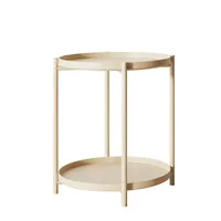 Table basse ronde moderne en métal blanc à deux niveaux