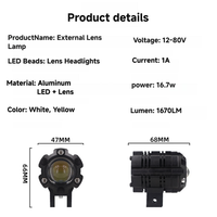 YD Moto LED Phare Projecteur Lentille Moto Conduite Projecteurs Jaune Blanc Double Couleur ANTIBROUILLARD Rénovation