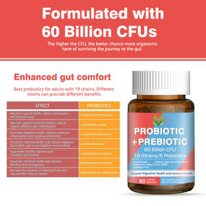 Cápsulas Probióticas y Prebióticas Premium, 60 Mil Millones de UFC, 19 Cepas, 100% Naturales y Orgánicas, Apoya la Salud Digestiva e Inmunológica del Intestino en Adultos - Product Image 4