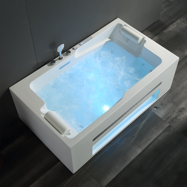 2-Person Modern Acrylic Whirlpool Spa Bathtub Large Indoor Overflow Hot American Massaging Feature Hotel Soaking
